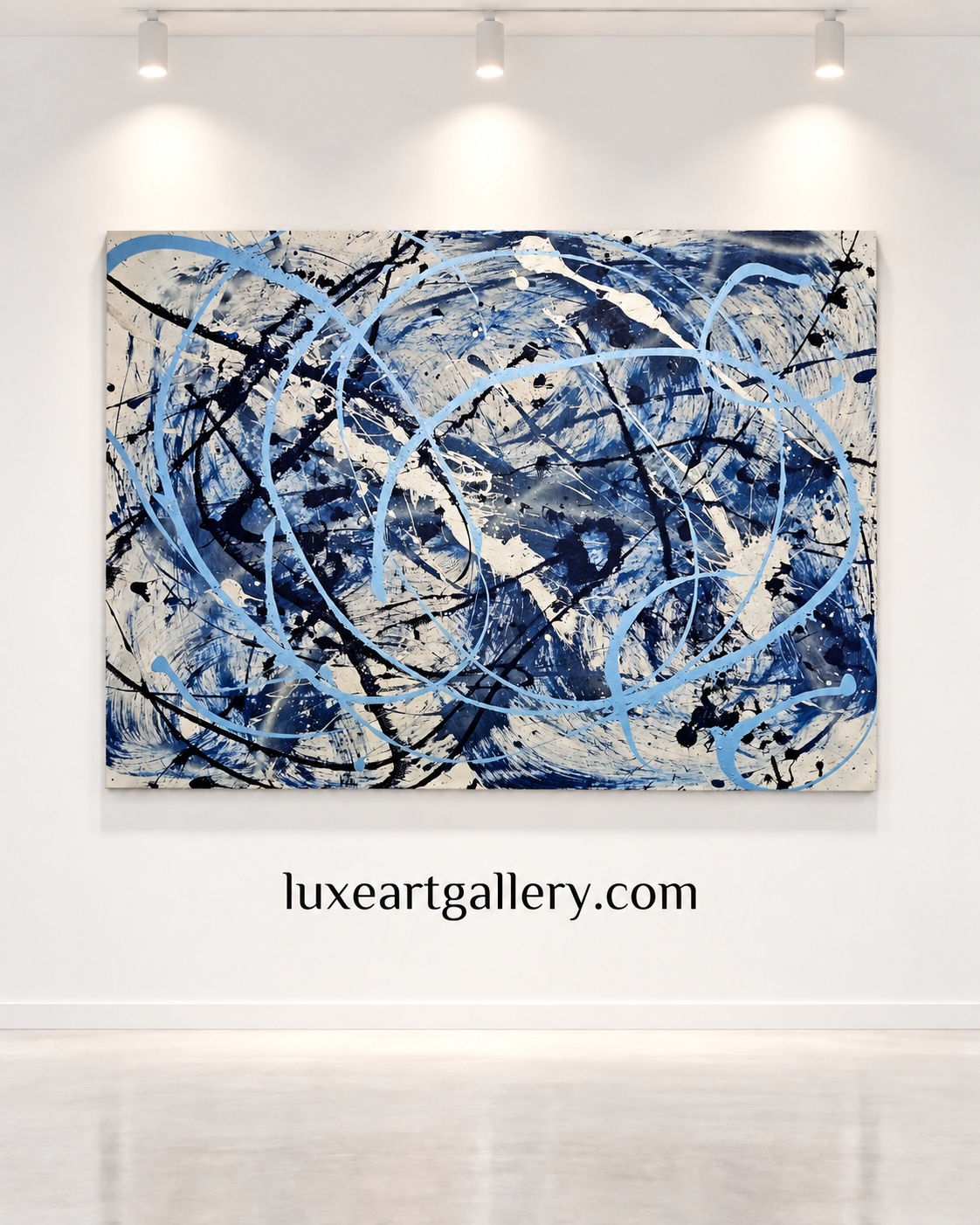 Cold Wind displayed under spotlights in a white gallery